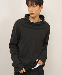 ワッフルハイヒールフードロングスリーブ (BLACK)