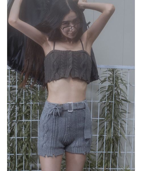 SORIN(ソリン )の「Cotton Wool Cable Short Pants / コットンウールケーブルショートパンツ(その他パンツ・レディース・グレー/カーキ/ミント・38)」の2枚目の写真