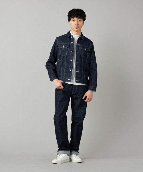 COMME CA MEN(コムサメン)の「セルビッチデニム トラッカータイプブルゾン(デニムジャケット・メンズ・ネイビー/ブラック・M/S/L)」の8枚目の写真