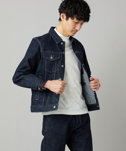 COMME CA MEN(コムサメン)の「セルビッチデニム トラッカータイプブルゾン(デニムジャケット・メンズ・ネイビー/ブラック・M/S/L)」の9枚目の写真