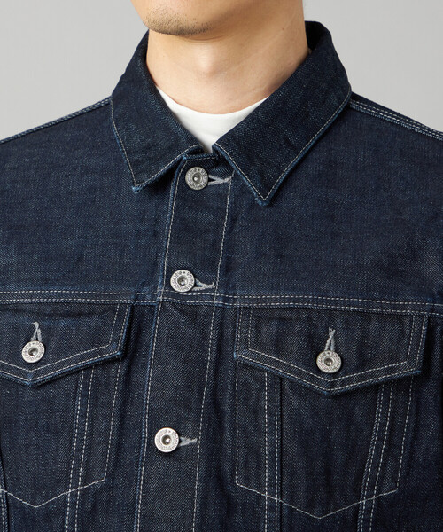COMME CA MEN(コムサメン)の「セルビッチデニム トラッカータイプブルゾン(デニムジャケット・メンズ・ネイビー/ブラック・M/S/L)」の13枚目の写真
