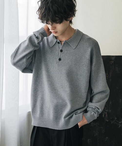 Rocky Monroe(ロッキーモンロー)の「リラックスフィット多機能ニットポロ/ポロシャツ 抗菌防臭 ストレッチ マシンウォッシャブル(ニット/セーター・メンズ・ネイビー/カーキ/チャコール/ブラック/ブラウン/グレー/オフホワイト/ブラック系・L/M/XL)」の4枚目の写真