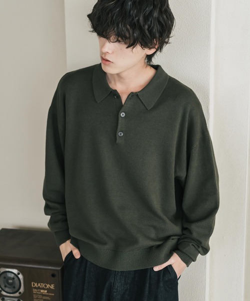 Rocky Monroe(ロッキーモンロー)の「リラックスフィット多機能ニットポロ/ポロシャツ 抗菌防臭 ストレッチ マシンウォッシャブル(ニット/セーター・メンズ・ネイビー/カーキ/チャコール/ブラック/ブラウン/グレー/オフホワイト/ブラック系・L/M/XL)」の7枚目の写真