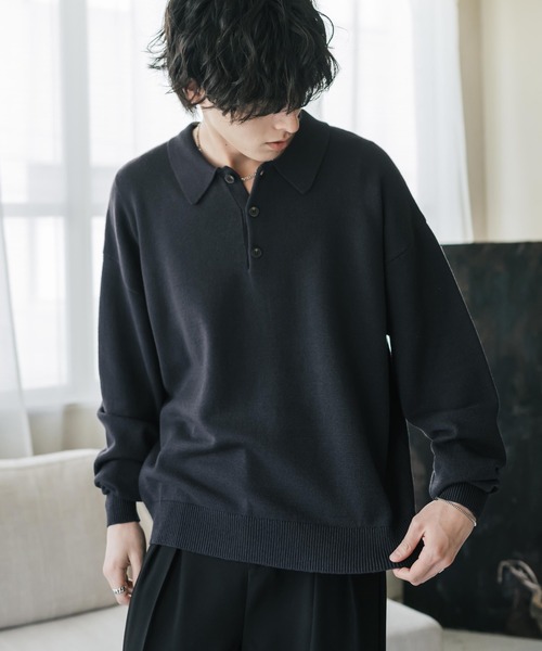 Rocky Monroe(ロッキーモンロー)の「リラックスフィット多機能ニットポロ/ポロシャツ 抗菌防臭 ストレッチ マシンウォッシャブル(ニット/セーター・メンズ・ネイビー/カーキ/チャコール/ブラック/ブラウン/グレー/オフホワイト/ブラック系・L/M/XL)」の5枚目の写真