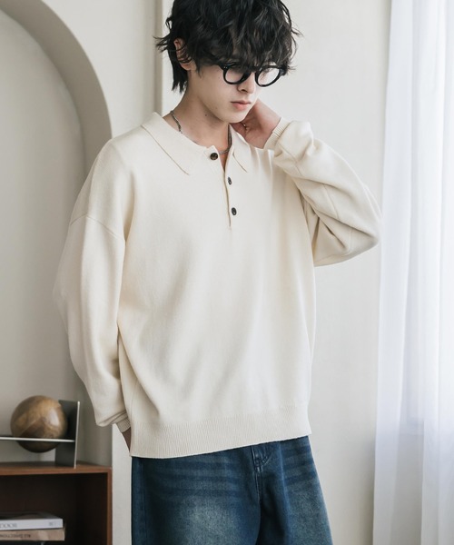 Rocky Monroe(ロッキーモンロー)の「リラックスフィット多機能ニットポロ/ポロシャツ 抗菌防臭 ストレッチ マシンウォッシャブル(ニット/セーター・メンズ・ネイビー/カーキ/チャコール/ブラック/ブラウン/グレー/オフホワイト/ブラック系・L/M/XL)」の9枚目の写真