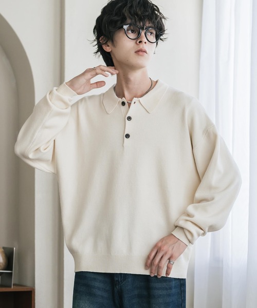 Rocky Monroe(ロッキーモンロー)の「リラックスフィット多機能ニットポロ/ポロシャツ 抗菌防臭 ストレッチ マシンウォッシャブル(ニット/セーター・メンズ・ネイビー/カーキ/チャコール/ブラック/ブラウン/グレー/オフホワイト/ブラック系・L/M/XL)」の10枚目の写真