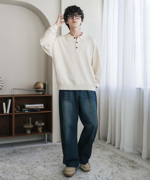Rocky Monroe(ロッキーモンロー)の「リラックスフィット多機能ニットポロ/ポロシャツ 抗菌防臭 ストレッチ マシンウォッシャブル(ニット/セーター・メンズ・ネイビー/カーキ/チャコール/ブラック/ブラウン/グレー/オフホワイト/ブラック系・L/M/XL)」の11枚目の写真