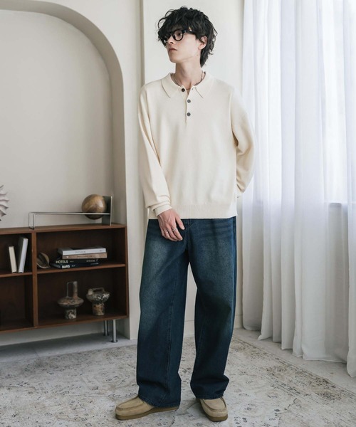 Rocky Monroe(ロッキーモンロー)の「リラックスフィット多機能ニットポロ/ポロシャツ 抗菌防臭 ストレッチ マシンウォッシャブル(ニット/セーター・メンズ・ネイビー/カーキ/チャコール/ブラック/ブラウン/グレー/オフホワイト/ブラック系・L/M/XL)」の12枚目の写真