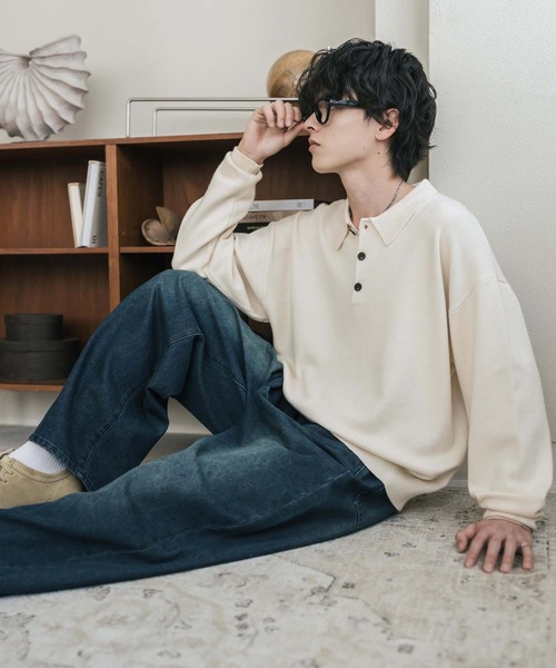 Rocky Monroe(ロッキーモンロー)の「リラックスフィット多機能ニットポロ/ポロシャツ 抗菌防臭 ストレッチ マシンウォッシャブル(ニット/セーター・メンズ・ネイビー/カーキ/チャコール/ブラック/ブラウン/グレー/オフホワイト/ブラック系・L/M/XL)」の13枚目の写真
