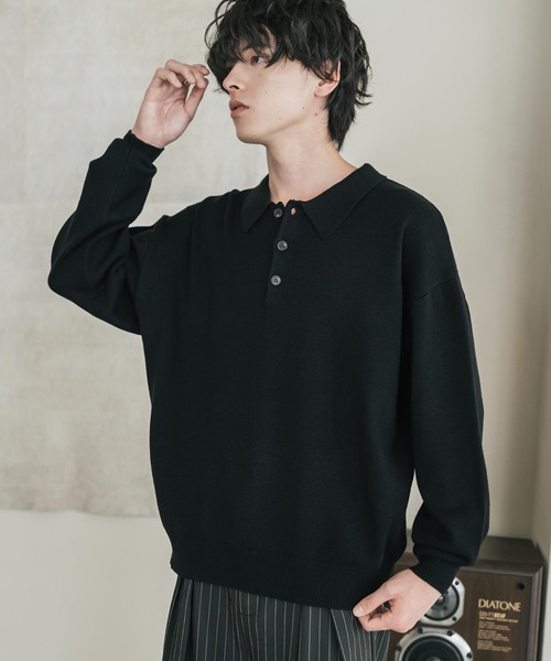 Rocky Monroe(ロッキーモンロー)の「リラックスフィット多機能ニットポロ/ポロシャツ 抗菌防臭 ストレッチ マシンウォッシャブル(ニット/セーター・メンズ・ネイビー/カーキ/チャコール/ブラック/ブラウン/グレー/オフホワイト/ブラック系・L/M/XL)」の14枚目の写真