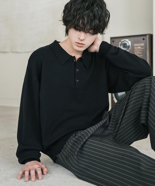 Rocky Monroe(ロッキーモンロー)の「リラックスフィット多機能ニットポロ/ポロシャツ 抗菌防臭 ストレッチ マシンウォッシャブル(ニット/セーター・メンズ・ネイビー/カーキ/チャコール/ブラック/ブラウン/グレー/オフホワイト/ブラック系・L/M/XL)」の15枚目の写真