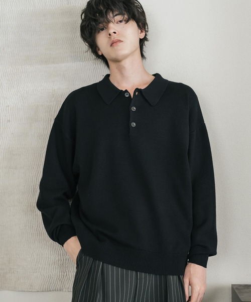 Rocky Monroe(ロッキーモンロー)の「リラックスフィット多機能ニットポロ/ポロシャツ 抗菌防臭 ストレッチ マシンウォッシャブル(ニット/セーター・メンズ・ネイビー/カーキ/チャコール/ブラック/ブラウン/グレー/オフホワイト/ブラック系・L/M/XL)」の16枚目の写真