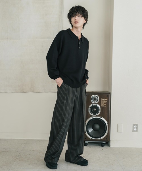 Rocky Monroe(ロッキーモンロー)の「リラックスフィット多機能ニットポロ/ポロシャツ 抗菌防臭 ストレッチ マシンウォッシャブル(ニット/セーター・メンズ・ネイビー/カーキ/チャコール/ブラック/ブラウン/グレー/オフホワイト/ブラック系・L/M/XL)」の18枚目の写真