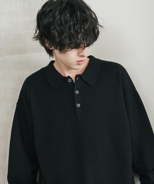 Rocky Monroe(ロッキーモンロー)の「リラックスフィット多機能ニットポロ/ポロシャツ 抗菌防臭 ストレッチ マシンウォッシャブル(ニット/セーター・メンズ・ネイビー/カーキ/チャコール/ブラック/ブラウン/グレー/オフホワイト/ブラック系・L/M/XL)」の19枚目の写真