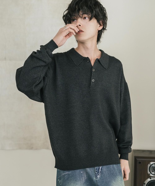 Rocky Monroe(ロッキーモンロー)の「リラックスフィット多機能ニットポロ/ポロシャツ 抗菌防臭 ストレッチ マシンウォッシャブル(ニット/セーター・メンズ・ネイビー/カーキ/チャコール/ブラック/ブラウン/グレー/オフホワイト/ブラック系・L/M/XL)」の20枚目の写真