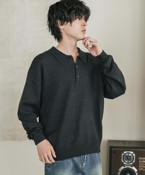 Rocky Monroe(ロッキーモンロー)の「リラックスフィット多機能ニットポロ/ポロシャツ 抗菌防臭 ストレッチ マシンウォッシャブル(ニット/セーター・メンズ・ネイビー/カーキ/チャコール/ブラック/ブラウン/グレー/オフホワイト/ブラック系・L/M/XL)」の21枚目の写真