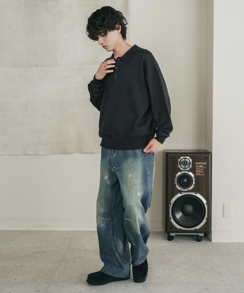 Rocky Monroe(ロッキーモンロー)の「リラックスフィット多機能ニットポロ/ポロシャツ 抗菌防臭 ストレッチ マシンウォッシャブル(ニット/セーター・メンズ・ネイビー/カーキ/チャコール/ブラック/ブラウン/グレー/オフホワイト/ブラック系・L/M/XL)」の22枚目の写真