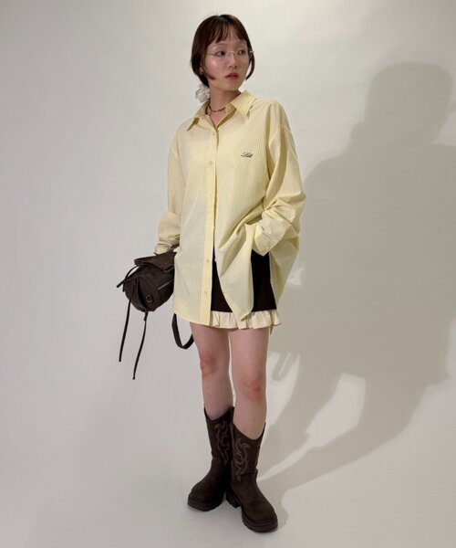 w closet（ダブルクローゼット）の「バックリボンストライプシャツ（シャツ/ブラウス・レディース・ブルー/アイボリー/イエロー・FREE）」の22枚目の写真