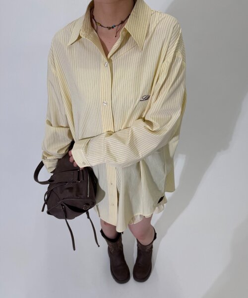 w closet（ダブルクローゼット）の「バックリボンストライプシャツ（シャツ/ブラウス・レディース・ブルー/アイボリー/イエロー・FREE）」の19枚目の写真