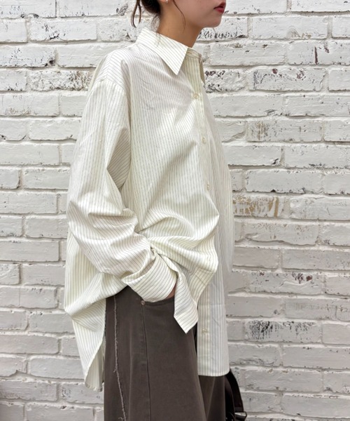 w closet（ダブルクローゼット）の「バックリボンストライプシャツ（シャツ/ブラウス・レディース・ブルー/アイボリー/イエロー・FREE）」の15枚目の写真