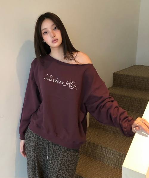 HAVISM(ヘビズム)の「LVER オフショルダースウェットシャツ(ワイン)(スウェット・レディース・その他・FREE)」の1枚目の写真