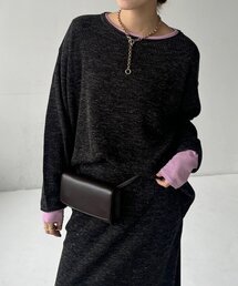 DouDou | 【セットアップ可能】バックロゴ刺繍メランジニットプルオーバー(ニット/セーター)