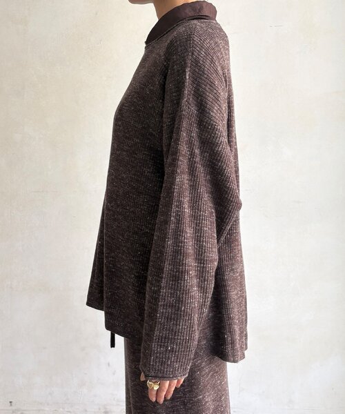 DouDou(ドゥドゥ)の「【セットアップ可能】バックロゴ刺繍メランジニットプルオーバー(ニット/セーター・レディース・ブラウン/チャコールグレー・FREE)」の21枚目の写真