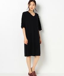 Another Edition | レースアップスリーブVネックワンピース/AEMBC　ﾚｰｽUP SL V/N OP(ワンピース)