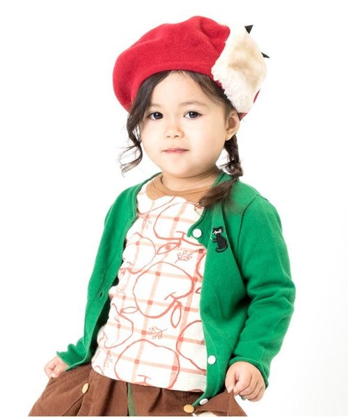 Petit jam(プチジャム)の「ハイゲージニットカーディガン(カーディガン/ボレロ・キッズ・ブラウン/グリーン/グレー/レッド・80/90/95/100/110/120/130)」の1枚目の写真