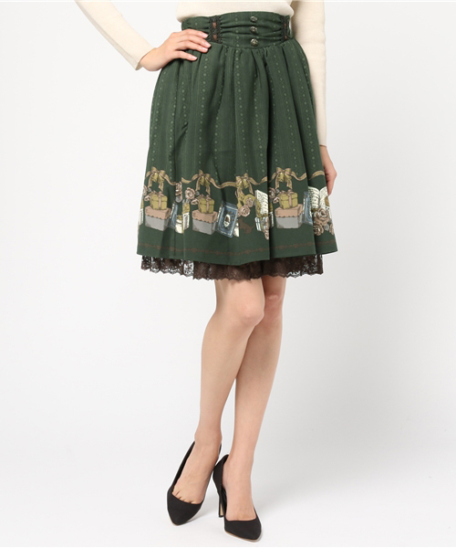 BABY, プレゼントBOX柄スカート 黒 axes femme（アクシーズファム）の「プレゼントBOX柄ミドル