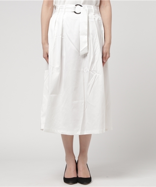 Re:EDIT（リエディ）の「リングベルト付きミディ丈フレアスカート（スカート・レディース・ブラック/ベージュ/マスタード/ネイビー/ホワイト/ピンク/レッド/グリーン・LARGE/SMALL/MEDIUM）」の9枚目の写真