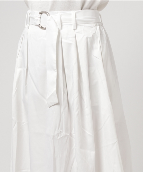 Re:EDIT（リエディ）の「リングベルト付きミディ丈フレアスカート（スカート・レディース・ブラック/ベージュ/マスタード/ネイビー/ホワイト/ピンク/レッド/グリーン・LARGE/SMALL/MEDIUM）」の12枚目の写真