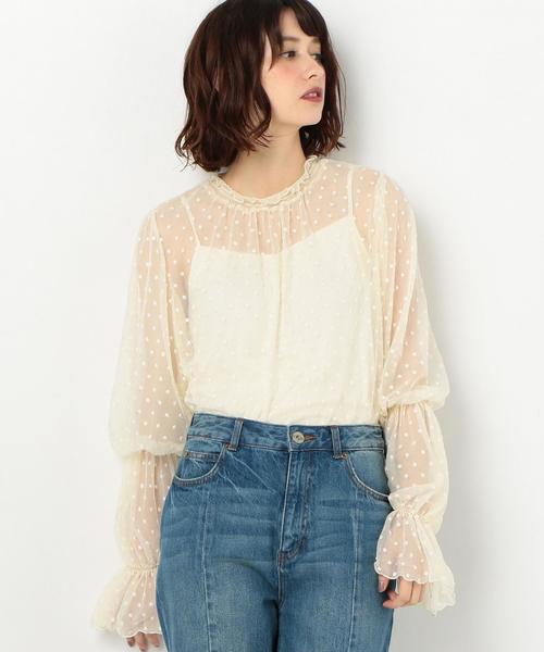 Another Edition（アナザーエディション）の「DOT TULLE 　BLUS（シャツ/ブラウス・レディース・ブラック/ナチュラル/パープル・FREE）」の3枚目の写真