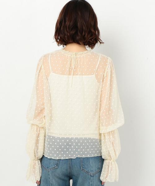 Another Edition（アナザーエディション）の「DOT TULLE 　BLUS（シャツ/ブラウス・レディース・ブラック/ナチュラル/パープル・FREE）」の4枚目の写真