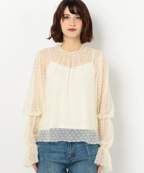 Another Edition（アナザーエディション）の「DOT TULLE 　BLUS（シャツ/ブラウス・レディース・ブラック/ナチュラル/パープル・FREE）」の5枚目の写真