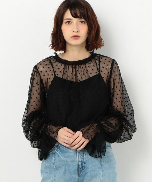 Another Edition（アナザーエディション）の「DOT TULLE 　BLUS（シャツ/ブラウス・レディース・ブラック/ナチュラル/パープル・FREE）」の19枚目の写真