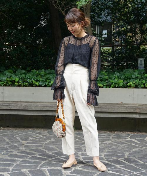 Another Edition（アナザーエディション）の「DOT TULLE 　BLUS（シャツ/ブラウス・レディース・ブラック/ナチュラル/パープル・FREE）」の21枚目の写真