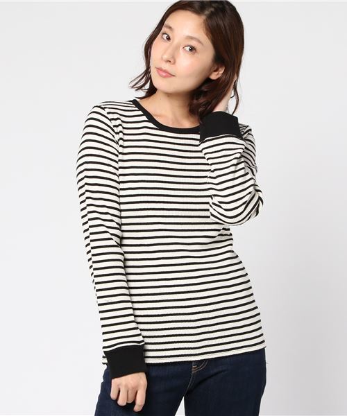 ottilie（オティーリエ）の「サーマルボーダーロングスリーブプルオーバー（Tシャツ/カットソー・レディース・ホワイト×ブラック/ブラック×ホワイト・FREE）」の13枚目の写真