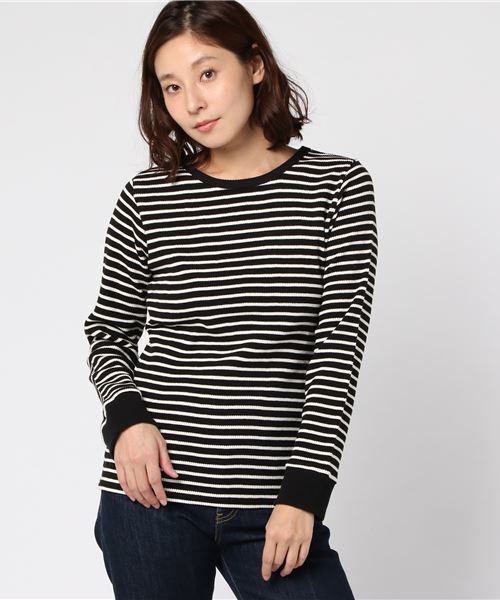 ottilie（オティーリエ）の「サーマルボーダーロングスリーブプルオーバー（Tシャツ/カットソー・レディース・ホワイト×ブラック/ブラック×ホワイト・FREE）」の8枚目の写真