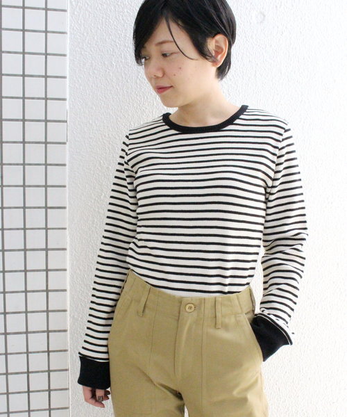 ottilie（オティーリエ）の「サーマルボーダーロングスリーブプルオーバー（Tシャツ/カットソー・レディース・ホワイト×ブラック/ブラック×ホワイト・FREE）」の10枚目の写真