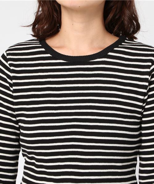 ottilie（オティーリエ）の「サーマルボーダーロングスリーブプルオーバー（Tシャツ/カットソー・レディース・ホワイト×ブラック/ブラック×ホワイト・FREE）」の5枚目の写真