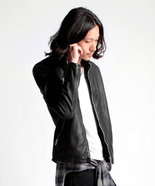 NANO universe（ナノユニバース）の「GARMENTDYE シングルライダース R/L（ライダースジャケット・メンズ・ブラック/チャコール・SMALL/MEDIUM/LARGE）」の11枚目の写真