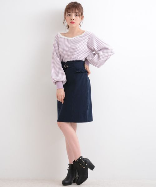 MAJESTIC LEGON（マジェスティックレゴン）の「パール付ギンガムジャガードプルオーバー（ニット/セーター・レディース・グレー系その他/ピンク系その他2/ブラック系その他・MEDIUM）」の8枚目の写真