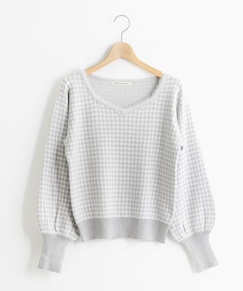 MAJESTIC LEGON（マジェスティックレゴン）の「パール付ギンガムジャガードプルオーバー（ニット/セーター・レディース・グレー系その他/ピンク系その他2/ブラック系その他・MEDIUM）」の16枚目の写真