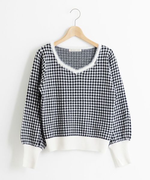 MAJESTIC LEGON（マジェスティックレゴン）の「パール付ギンガムジャガードプルオーバー（ニット/セーター・レディース・グレー系その他/ピンク系その他2/ブラック系その他・MEDIUM）」の17枚目の写真