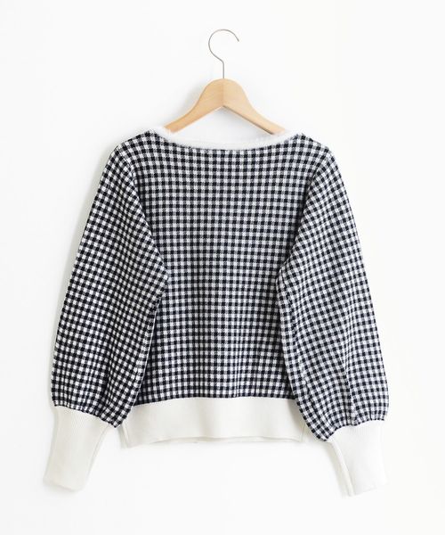 MAJESTIC LEGON（マジェスティックレゴン）の「パール付ギンガムジャガードプルオーバー（ニット/セーター・レディース・グレー系その他/ピンク系その他2/ブラック系その他・MEDIUM）」の18枚目の写真