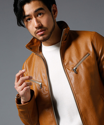 合皮スタンドカラーフード取外ブルゾン