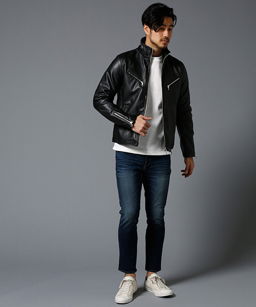 AZUL by moussy（アズールバイマウジー）の「合皮スタンドカラーフード取外ブルゾン（ブルゾン・メンズ・ブラック/キャメル・SMALL/MEDIUM/LARGE/X-LARGE/X-SMALL）」の10枚目の写真