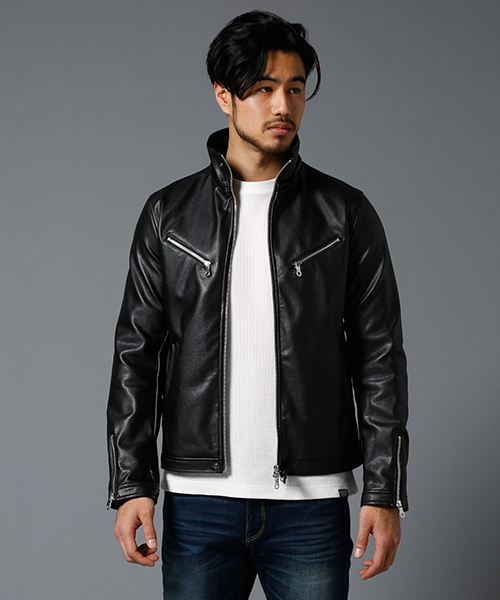 AZUL by moussy（アズールバイマウジー）の「合皮スタンドカラーフード取外ブルゾン（ブルゾン・メンズ・ブラック/キャメル・SMALL/MEDIUM/LARGE/X-LARGE/X-SMALL）」の14枚目の写真