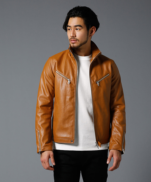 AZUL by moussy（アズールバイマウジー）の「合皮スタンドカラーフード取外ブルゾン（ブルゾン・メンズ・ブラック/キャメル・SMALL/MEDIUM/LARGE/X-LARGE/X-SMALL）」の13枚目の写真